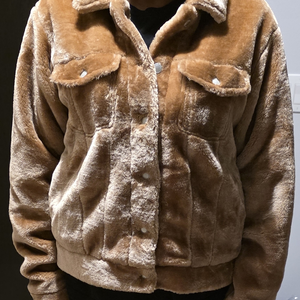 BKE Women's Brown Teddy Jacket